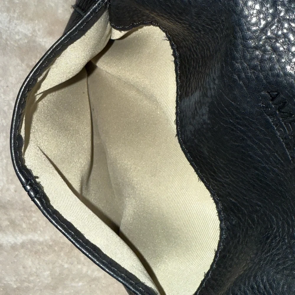 Vintage American Leather Co Black Soft Pebbled Genuine Leather Hobo Shoulder Bag - Picture 7 of 15